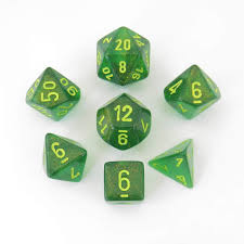 7 Maple Green/yellow Borealis Polyhedral Dice Set- CHX27565